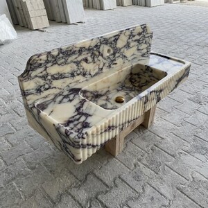 Calacatta Viola Marble fluted vessel sink — product photograph (photo 17)