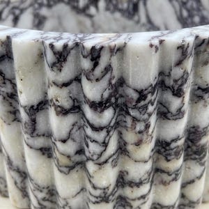 Calacatta Viola Marble fluted vessel sink — close-up of marble veining (photo 14)