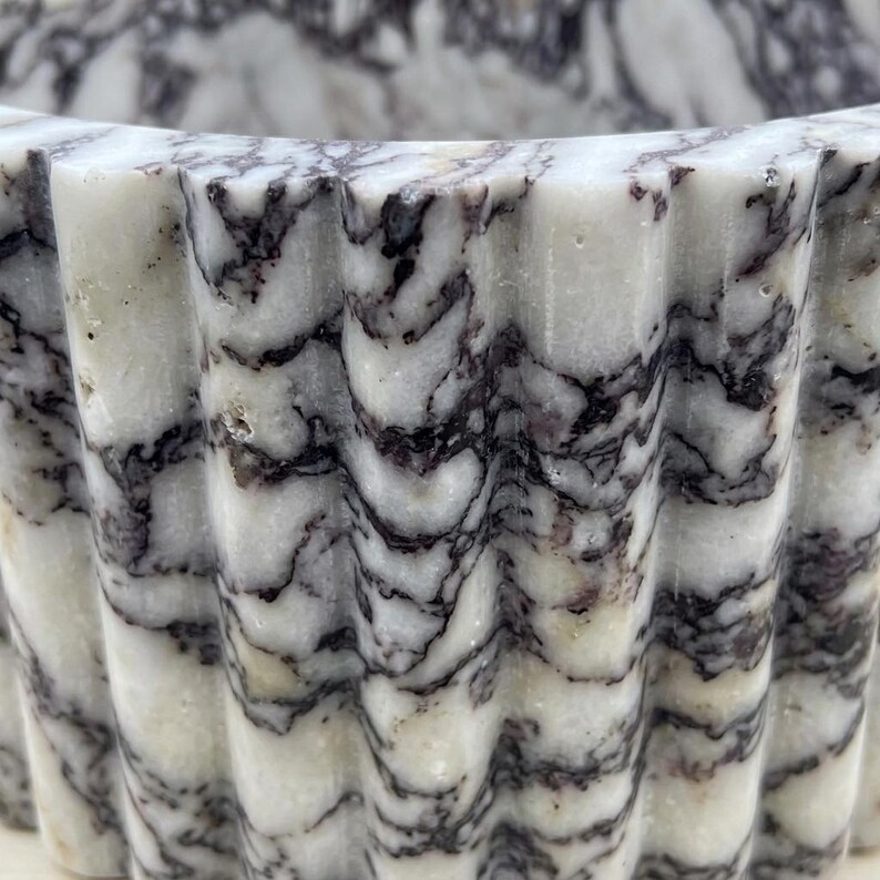 Calacatta Viola Marble fluted vessel sink — close-up of marble veining (photo 14)