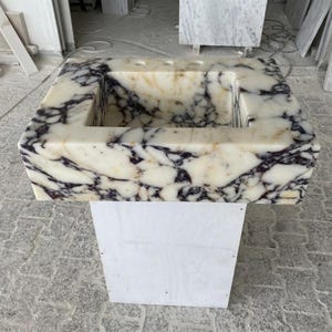 Calacatta Viola Marble square vessel sink — eye-level view (photo 18)