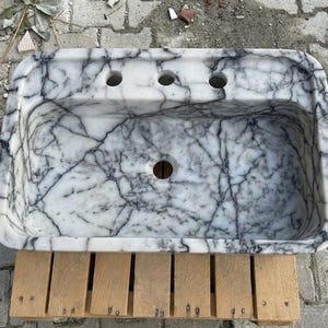 Handcarved Lilac marble vessel sink by Marblyart, custom made to order — photo 7 of 15