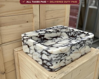 Custom Size Handcarved Calacatta Viola Marble Sink, For Marble Sink Vanity or as a Vessel Sink. Marble Sink Wall Mount