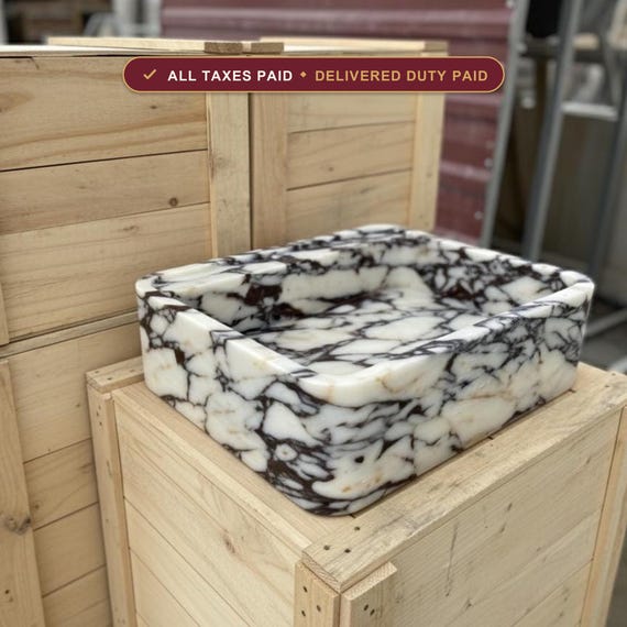 Custom Size Handcarved Calacatta Viola Marble Sink, For Marble Sink Vanity or as a Vessel Sink. Marble Sink Wall Mount