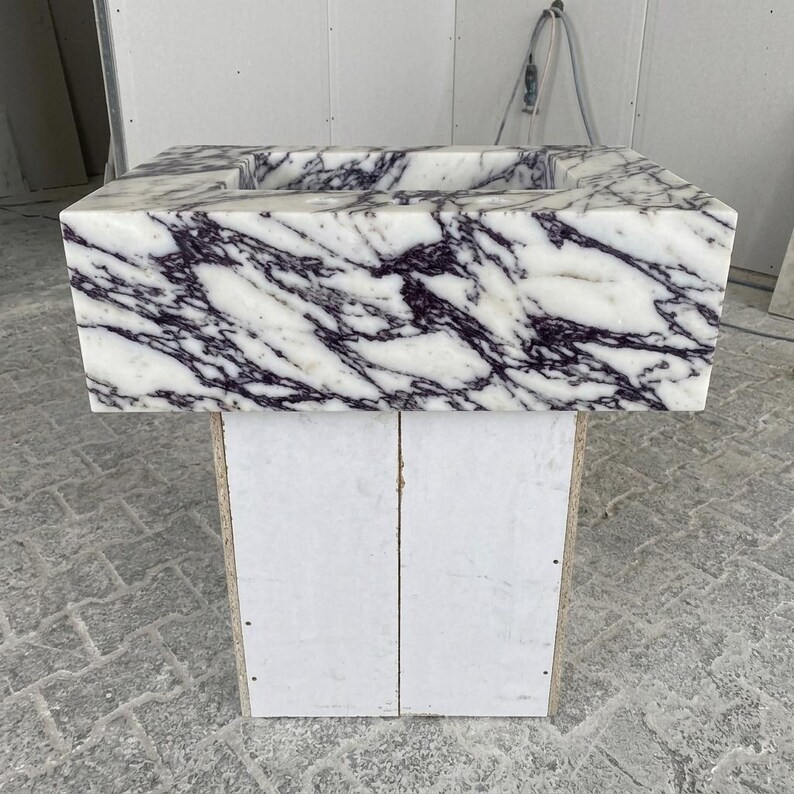 Calacatta Viola Marble wall mount sink — product photograph (photo 3)
