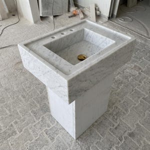 Carrara White Marble wall mount sink — product photograph (photo 18)