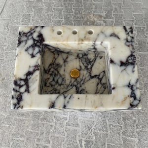 Calacatta Viola Marble square vessel sink — top-down view (photo 4)
