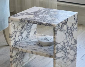 Calacatta Viola Live Edge Coffee Table, Luxury Bathroom Vanity Decor, Handmade in Custom Dimensions