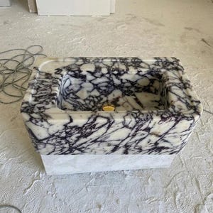 Calacatta Viola Marble square vessel sink — front view (photo 4)