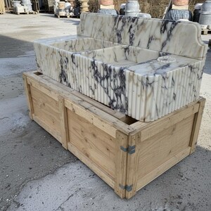 Handcarved Calacatta Viola marble vessel sink by Marblyart, custom made to order — photo 10 of 11