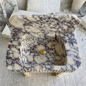 Calacatta Viola Marble square vessel sink — bird's eye view (photo 20)