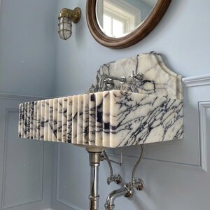 Handcarved natural marble marble floating vanity sink by Marblyart, custom made to order — photo 9 of 12