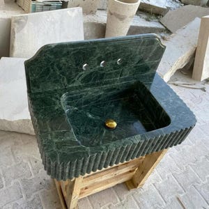 Calacatta Viola Marble square vessel sink — product photograph