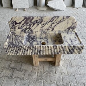 Calacatta Viola Marble square vessel sink — front view (photo 2)