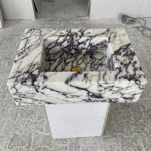 Calacatta Viola Marble wall mount sink — front view (photo 12)