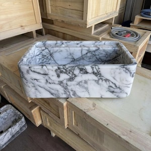 Lilac Marble square vessel sink — right side view