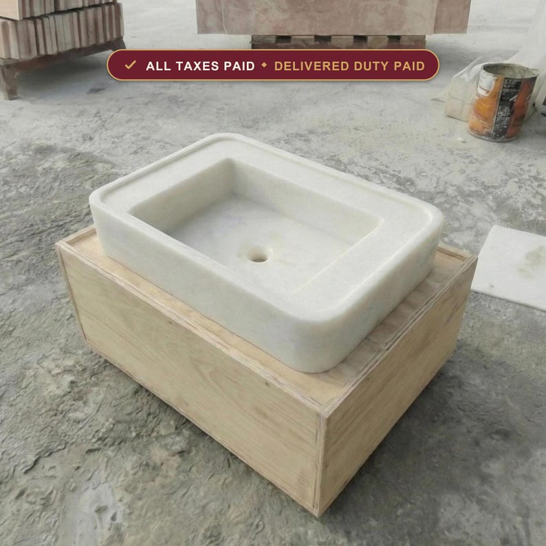 Handcarved Carrara marble floating vanity sink by Marblyart, custom made to order — photo 1 of 7