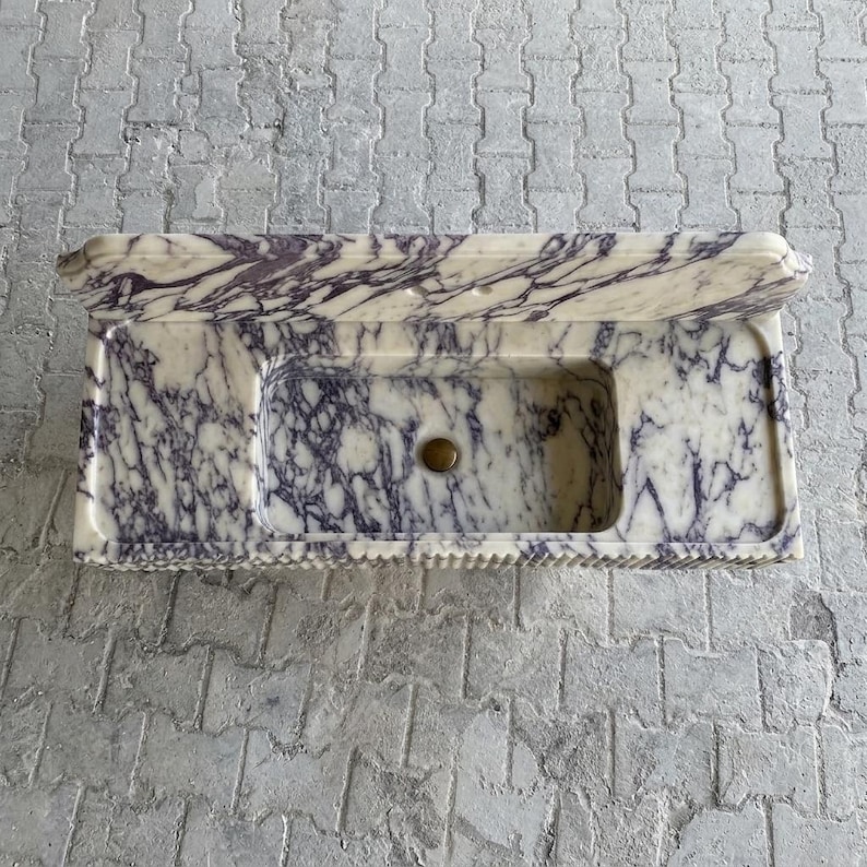 Calacatta Viola Marble square vessel sink — bird's eye view (photo 20)