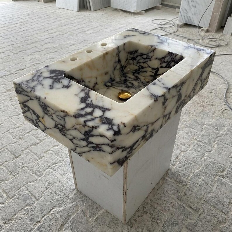 Calacatta Viola Marble square vessel sink — product photograph (photo 16)