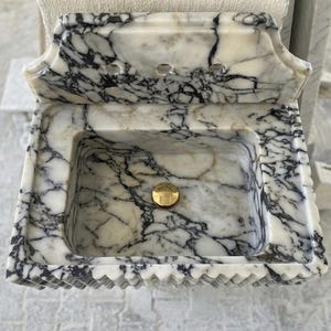 Handcarved natural marble marble floating vanity sink by Marblyart, custom made to order — photo 4 of 13