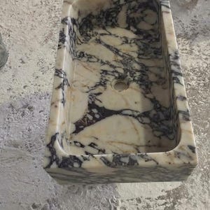 Handcarved Calacatta Viola marble vessel sink by Marblyart, custom made to order — photo 4 of 13