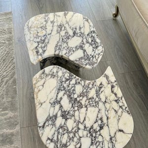 Handcarved Calacatta Viola marble coffee table by Marblyart, custom made to order — photo 14 of 15