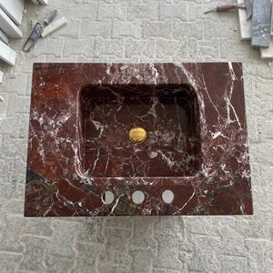 Calacatta Viola Marble wall mount sink — top-down view (photo 6)