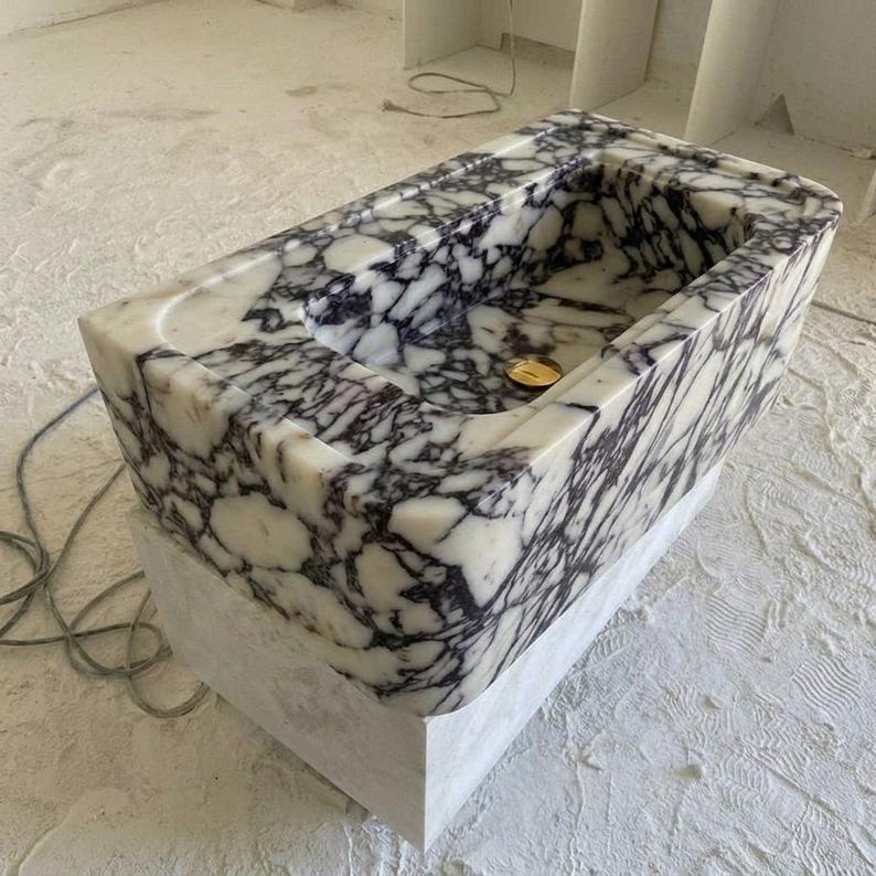 Calacatta Viola Marble square vessel sink — product photograph (photo 10)
