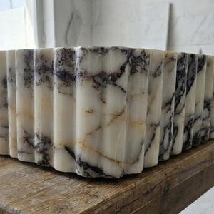 Handcarved Calacatta Viola marble vessel sink by Marblyart, custom made to order — photo 3 of 15