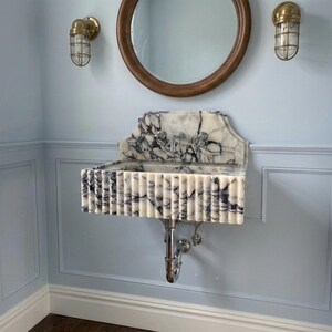 Handcarved natural marble marble floating vanity sink by Marblyart, custom made to order — photo 7 of 12