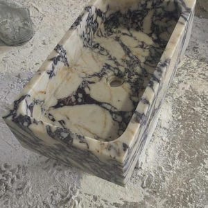 Handcarved Calacatta Viola marble vessel sink by Marblyart, custom made to order — photo 5 of 13