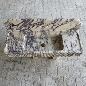 Calacatta Viola Marble square vessel sink — top-down view (photo 6)