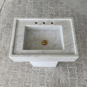 Carrara White Marble wall mount sink — top-down view (photo 5)