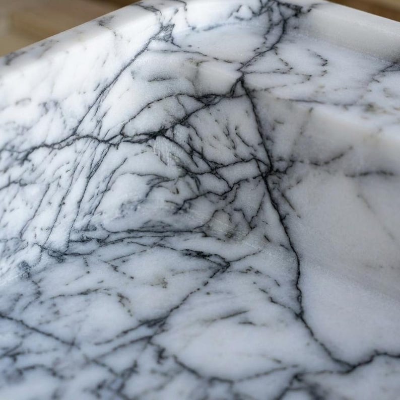 Lilac Marble square vessel sink — close-up of marble veining (photo 8)
