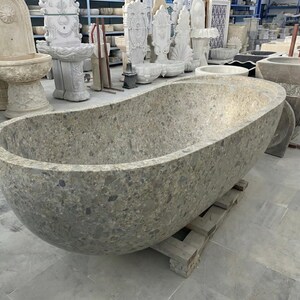 Handcarved natural marble marble freestanding bathtub by Marblyart, custom made to order — photo 12 of 15