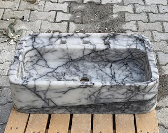 Lavabo de diseño lila, decoración de lujo para tocador de baño, opciones de tamaño personalizadas, hecho a mano por artesanos.