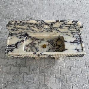 Calacatta Viola Marble fluted vessel sink — top-down view (photo 6)