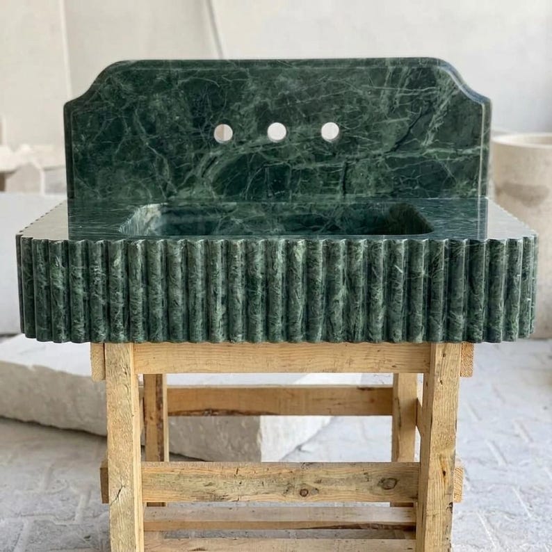 Calacatta Viola Marble square vessel sink — front view (photo 2)