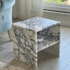 Handcarved Calacatta Viola marble coffee table by Marblyart, custom made to order — photo 5 of 9