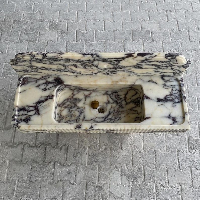 Calacatta Viola Marble fluted vessel sink — bird's eye view (photo 19)