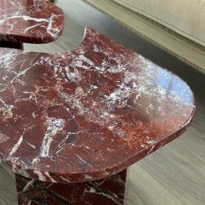 Handcarved Rosso Levanto marble coffee table by Marblyart, custom made to order — photo 3 of 11