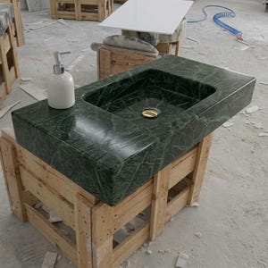 Verde Marble wall mount sink — left side view (photo 2)