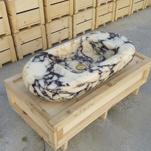 Calacatta Viola Marble wall mount sink — high-angle view (photo 13)