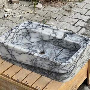 Handcarved Lilac marble vessel sink by Marblyart, custom made to order — photo 2 of 15