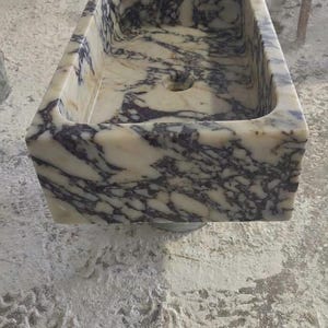 Handcarved Calacatta Viola marble vessel sink by Marblyart, custom made to order — photo 12 of 13