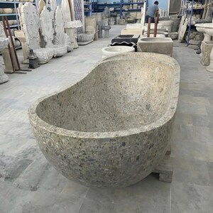 Handcarved natural marble marble freestanding bathtub by Marblyart, custom made to order — photo 9 of 15