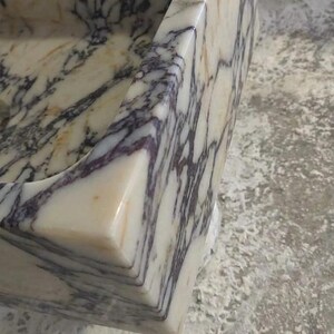 Handcarved Calacatta Viola marble vessel sink by Marblyart, custom made to order — photo 3 of 13