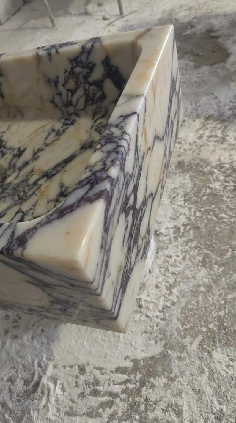 Handcarved Calacatta Viola marble vessel sink by Marblyart, custom made to order — photo 3 of 13
