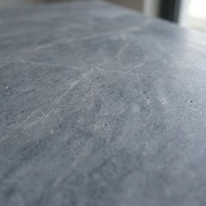 Thundra Gray Marble square vessel sink — close-up of marble veining (photo 15)