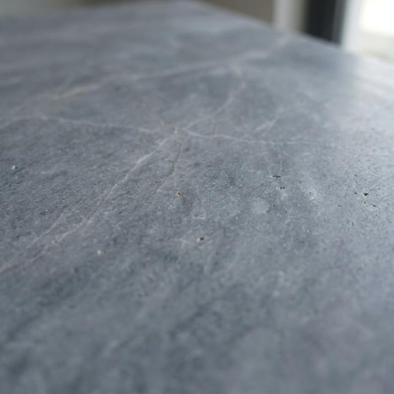 Thundra Gray Marble square vessel sink — close-up of marble veining (photo 15)