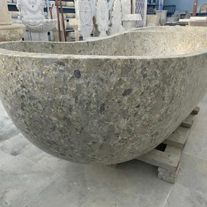 Handcarved natural marble marble freestanding bathtub by Marblyart, custom made to order — photo 2 of 15